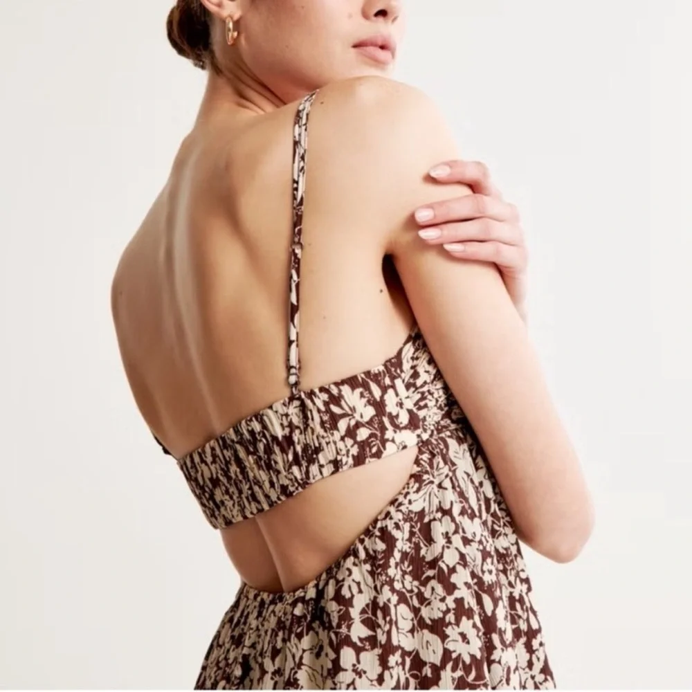 Abercrombie & Fitch Brown and Cream Floral Maxi Dress